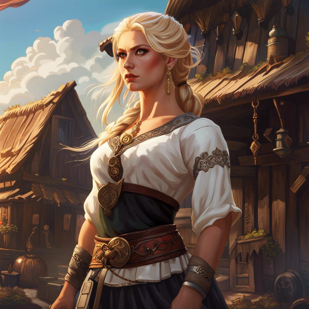 Viking Woman in Rococo Style Clothing