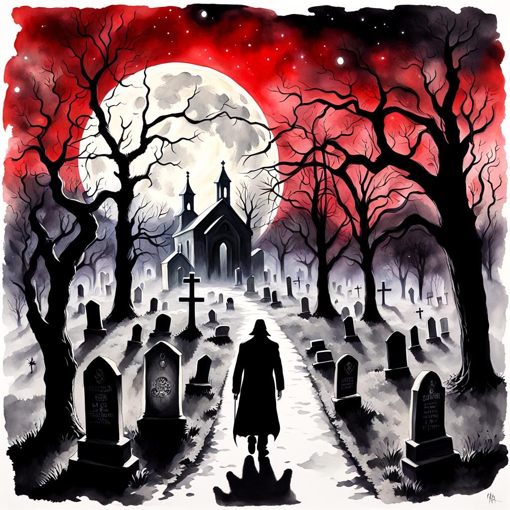 Gothic Graveyard Lovers Under a Mystical Moon