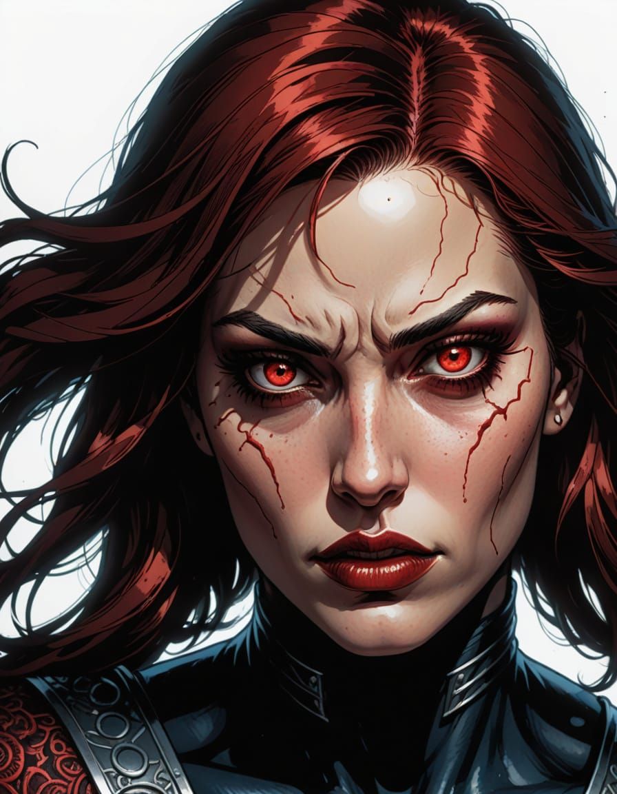 Goddess of Intensity in Cyberpunk Graphic Novel Style