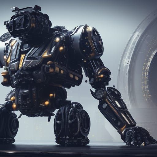 Futuristic Sci-Fi Robot Ape in Polished Metal