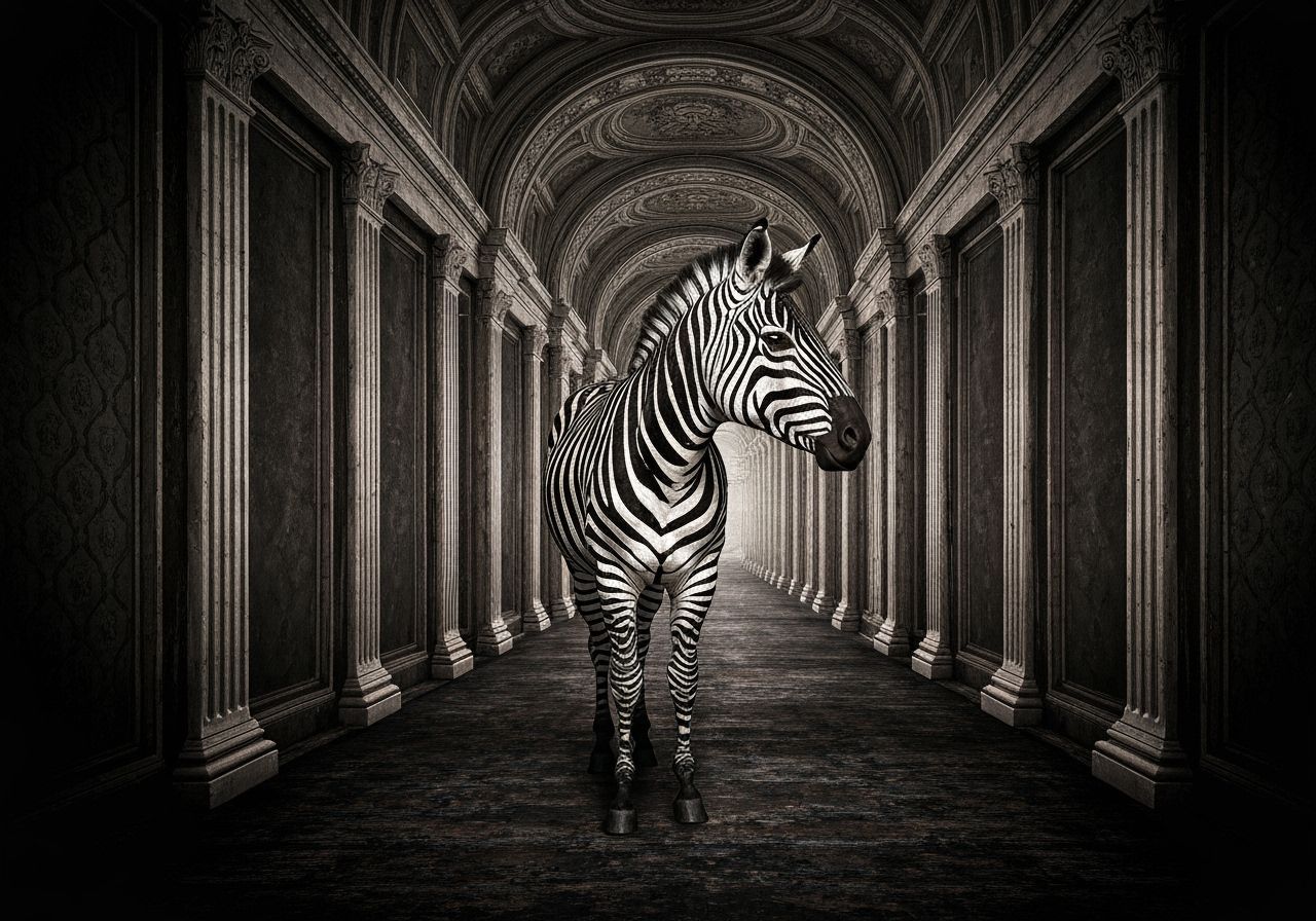 Zebra in Neoclassical Style Acrylic Painting