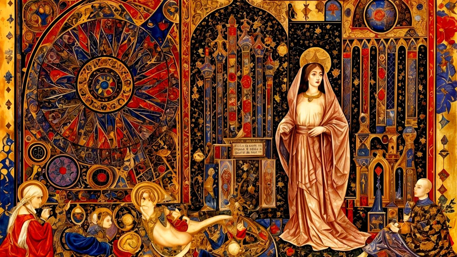 Medieval Manuscript with Gold Geometric Optical Illusions