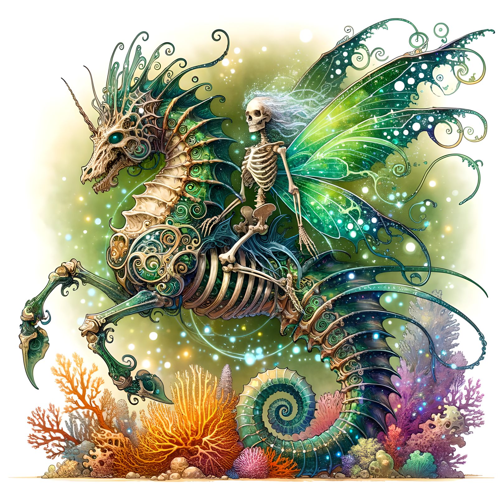 Eldritch Seahorse Mount with Skeletal Fairy Rider