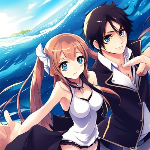 Vibrant Blue Sea in Anime Style