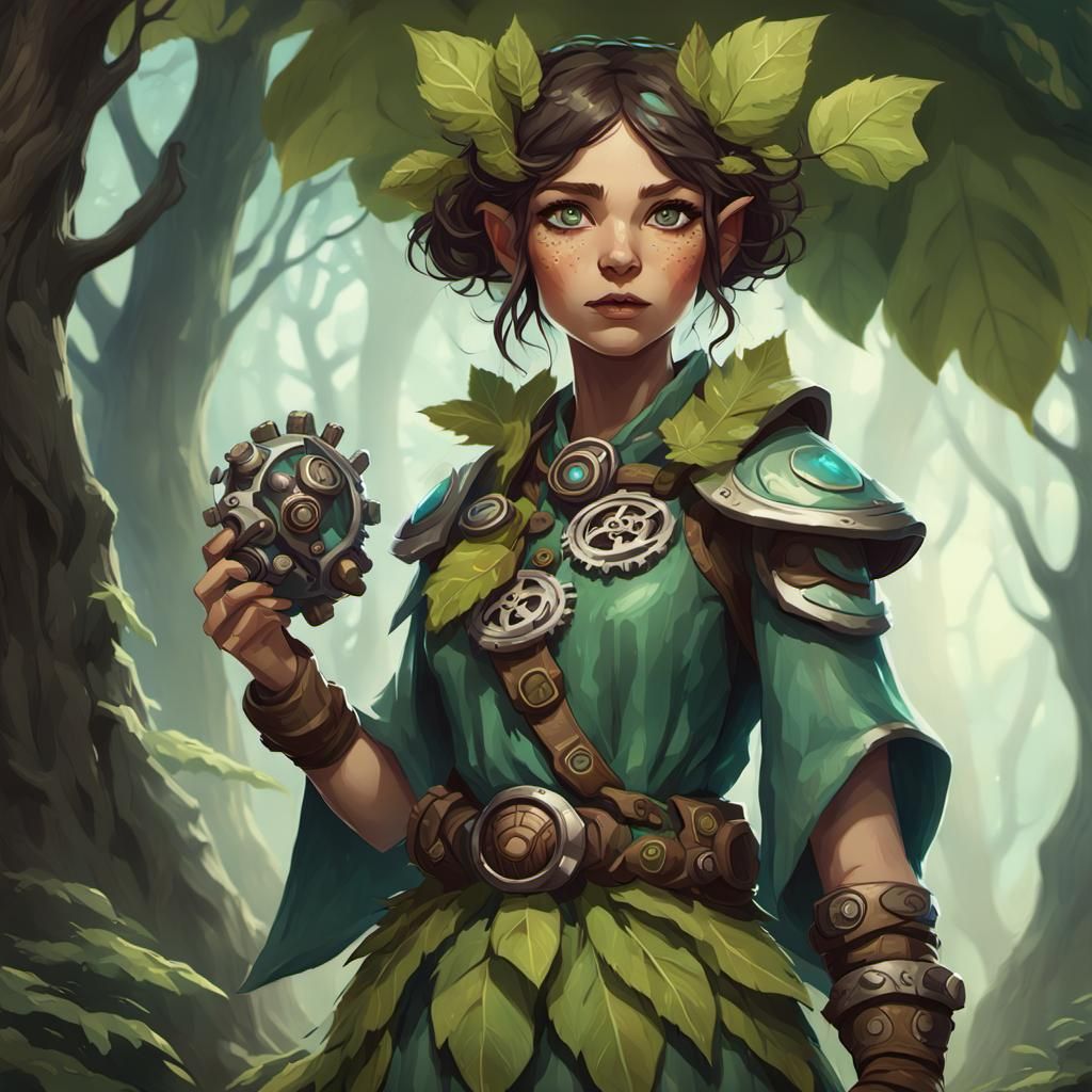 Gnome Druid Portrait in Hyperdetailed Art Nouveau Style