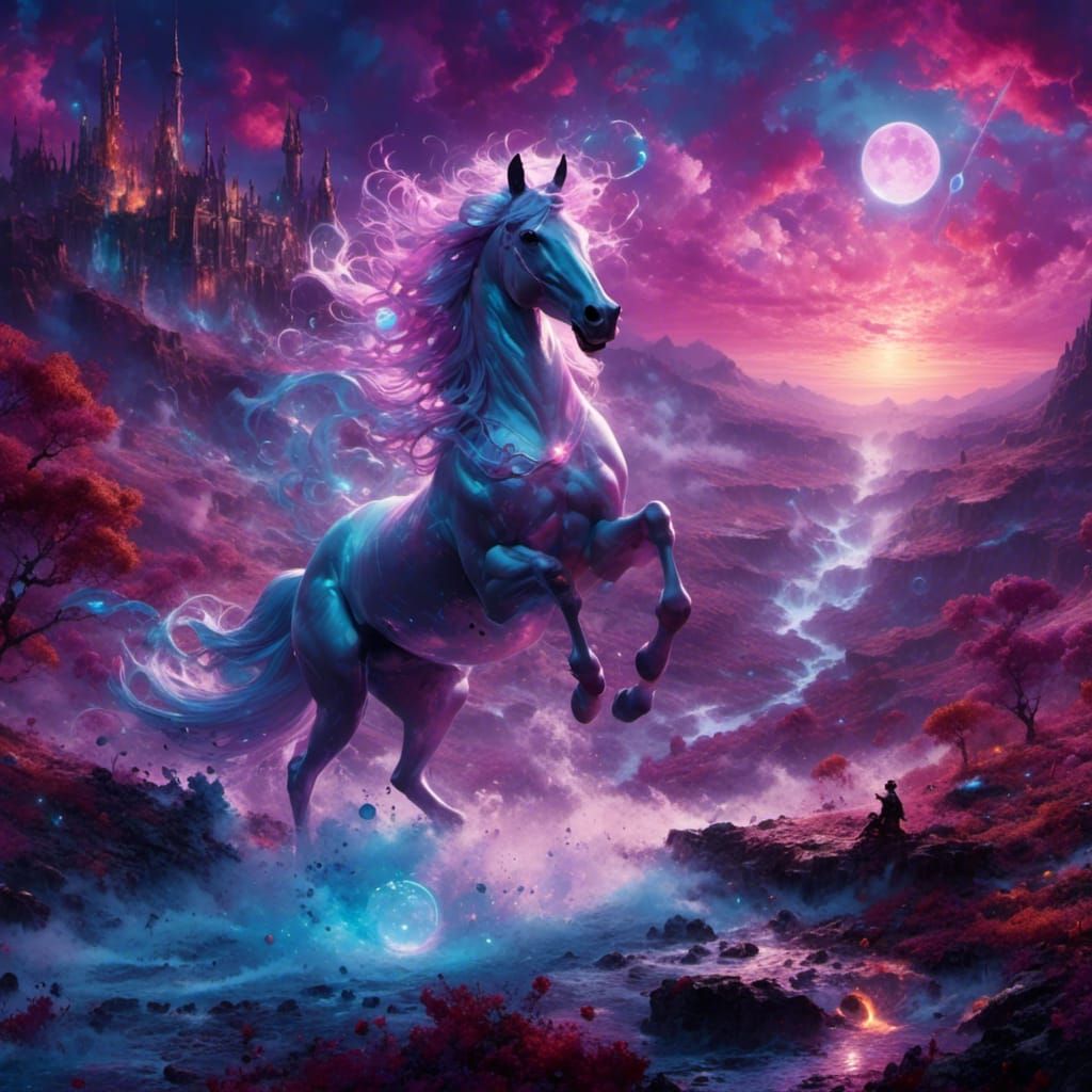 Mad Scientist Freezes Unicorn Under Mauve Moon