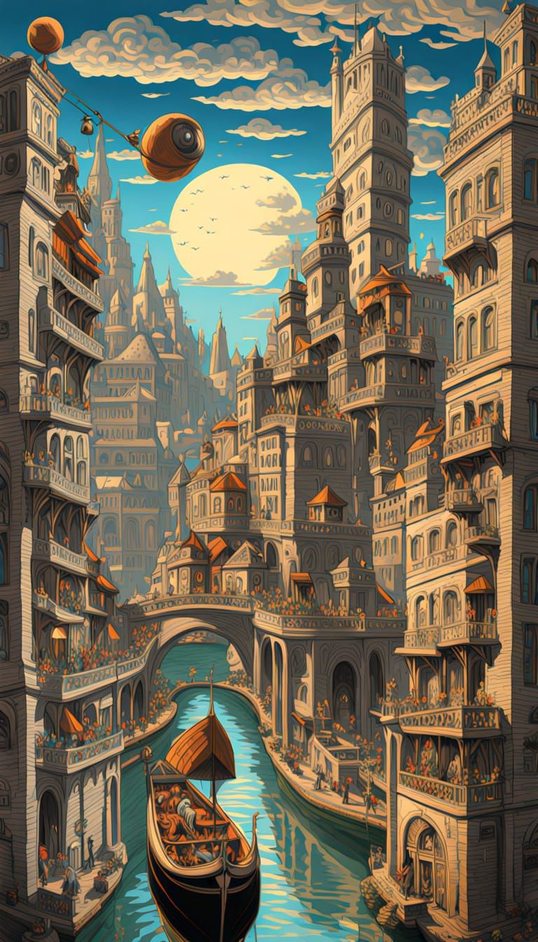 Optical Art: Escher-Inspired Impossible Architecture