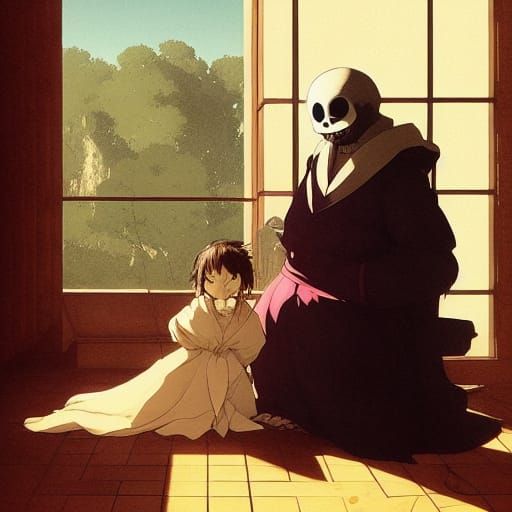 Gaster and Sans on a Date, Digital Art