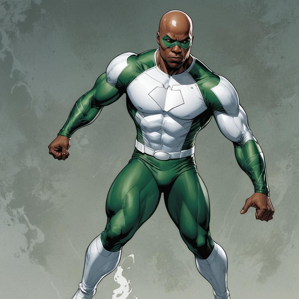 Bald Superhero in Comic Book Style