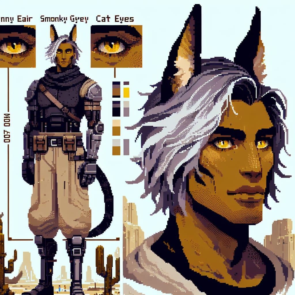 Androgynous Humanoid in Post-Apocalyptic Pixel Art