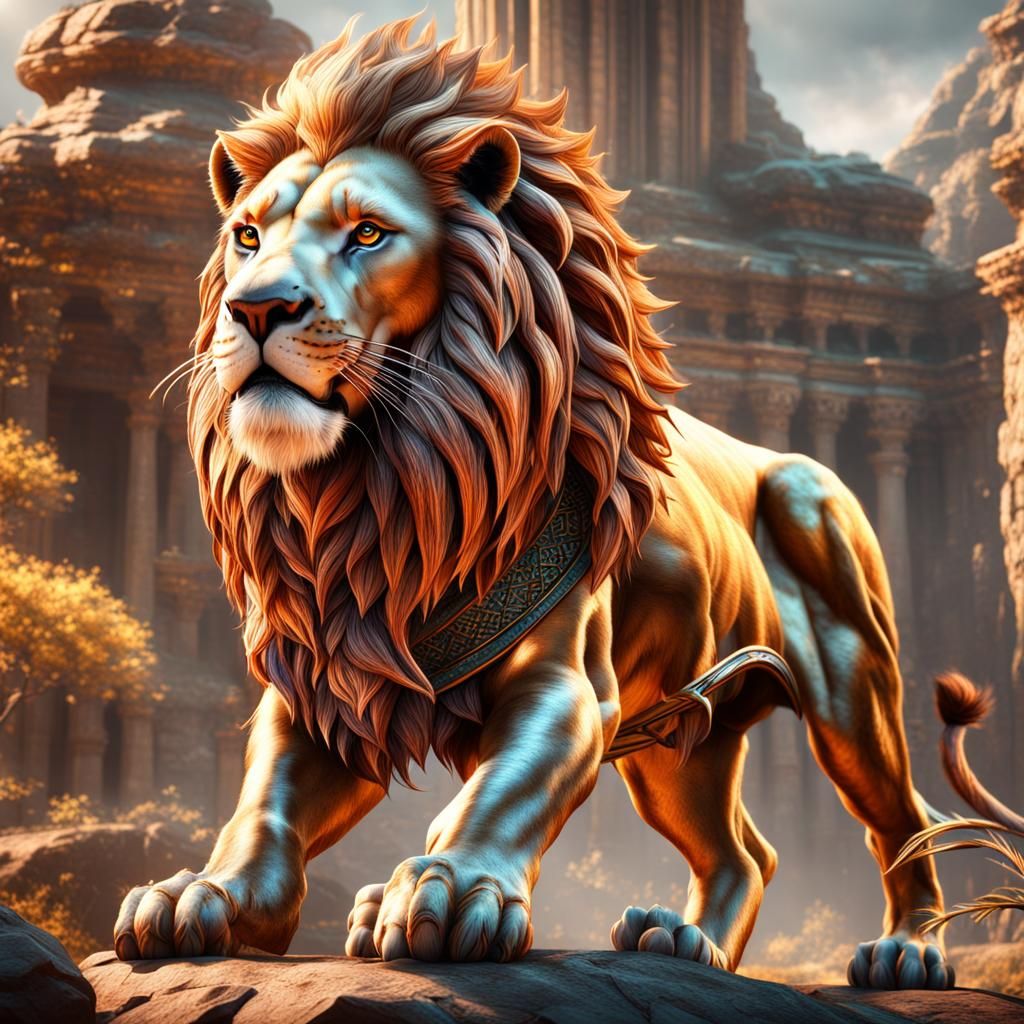 Detailed Matte Painting of a Female Lion