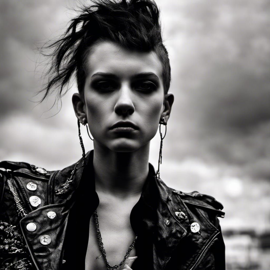 Hyperrealistic Non-Binary Punk Portrait in HDR