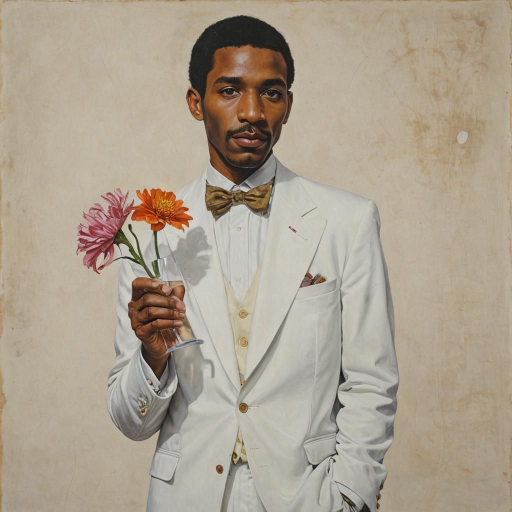 Floral Self-Portrait in Harlem Renaissance Style