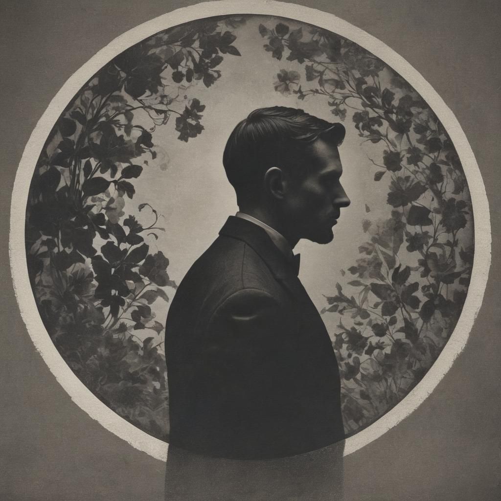 Melancholic Man Portrait in Charcoal and Shadow