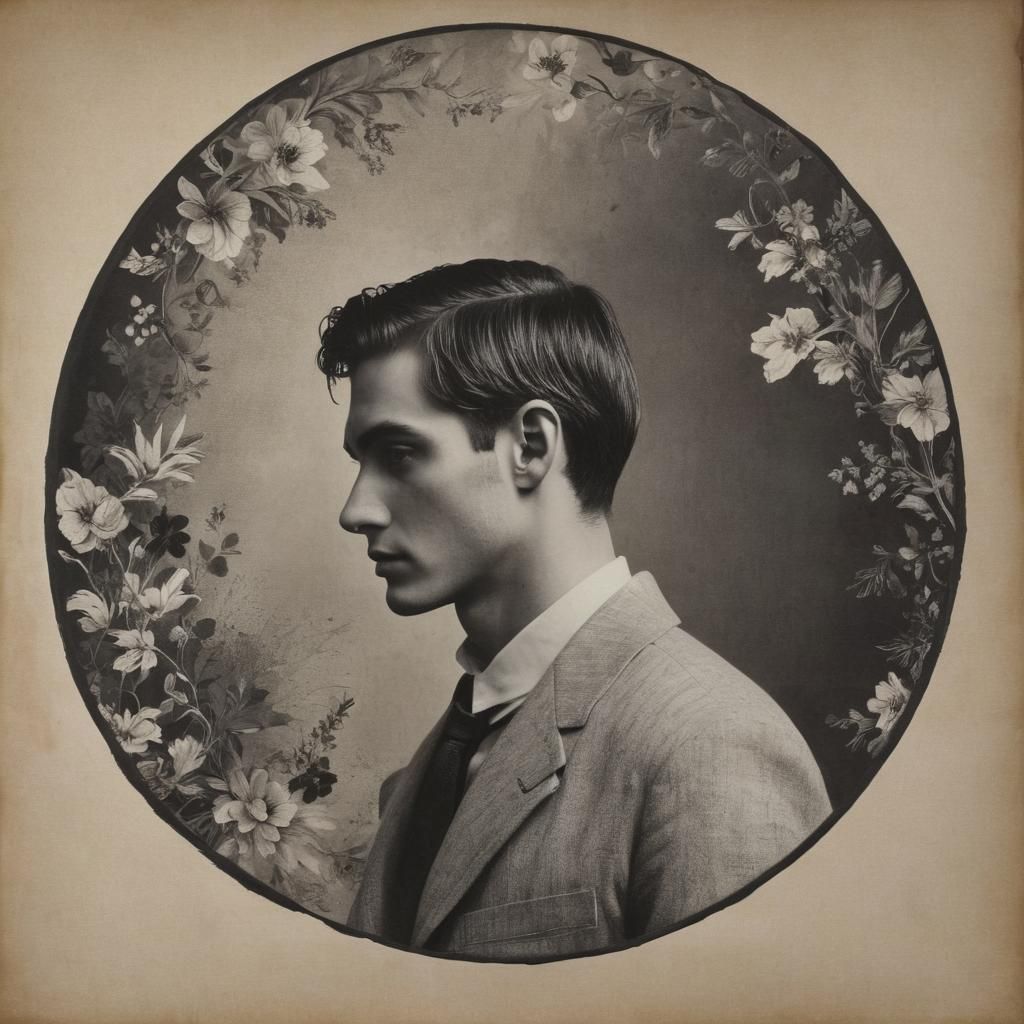 Melancholic Man Portrait in Charcoal with Shadow