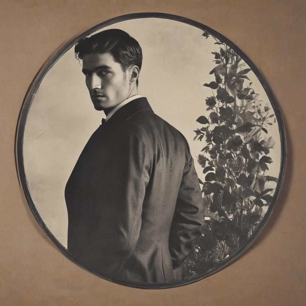 Melancholic Man Portrait in Charcoal with Shadow