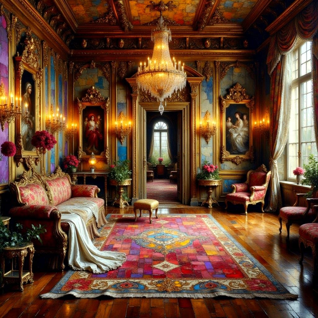 Luxurious Oil Painting of a Lavish Lifestyle