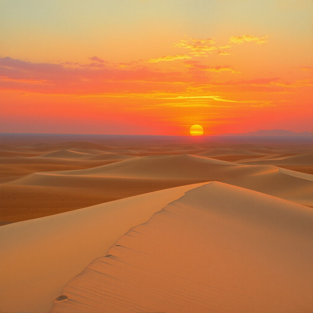 Vibrant Desert Sunset Landscape Painting