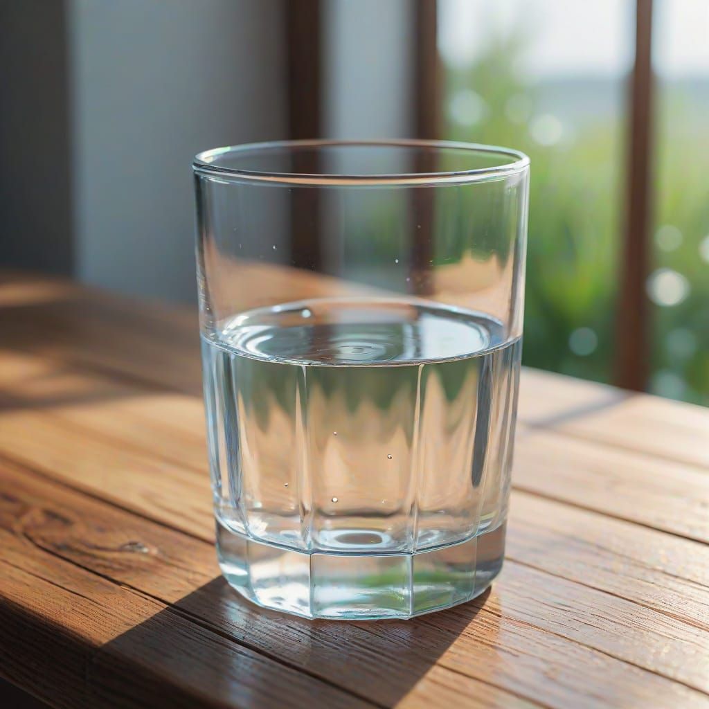 Serene Glass of Water in a Calming Woodland Setting