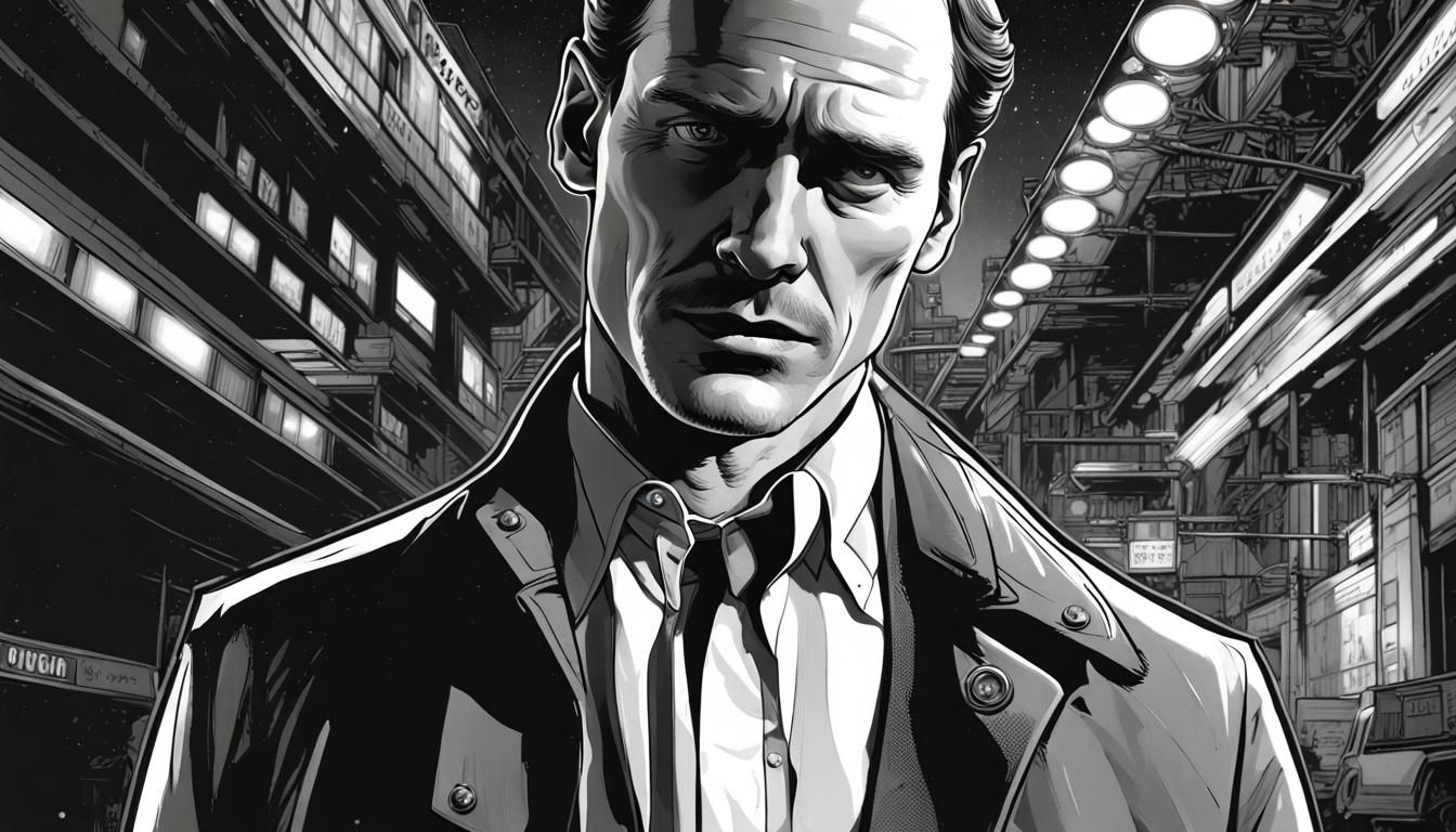 Neo-Noir Detective in Gritty Future City Comic