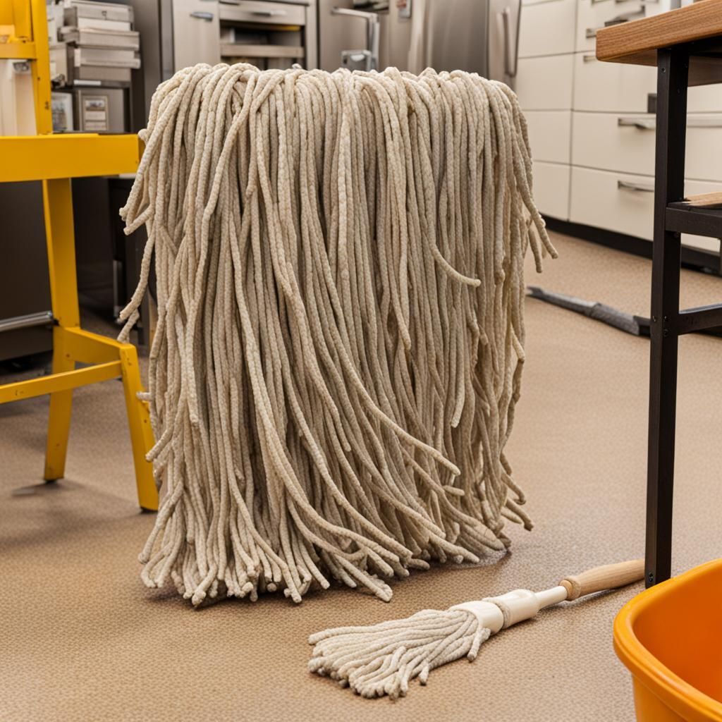 Happy Mop Cartoon Character Illustration