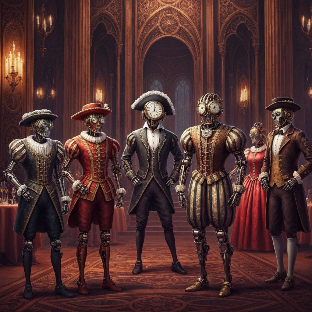 Clockwork Robots' Renaissance Party: Detailed Matte Painting