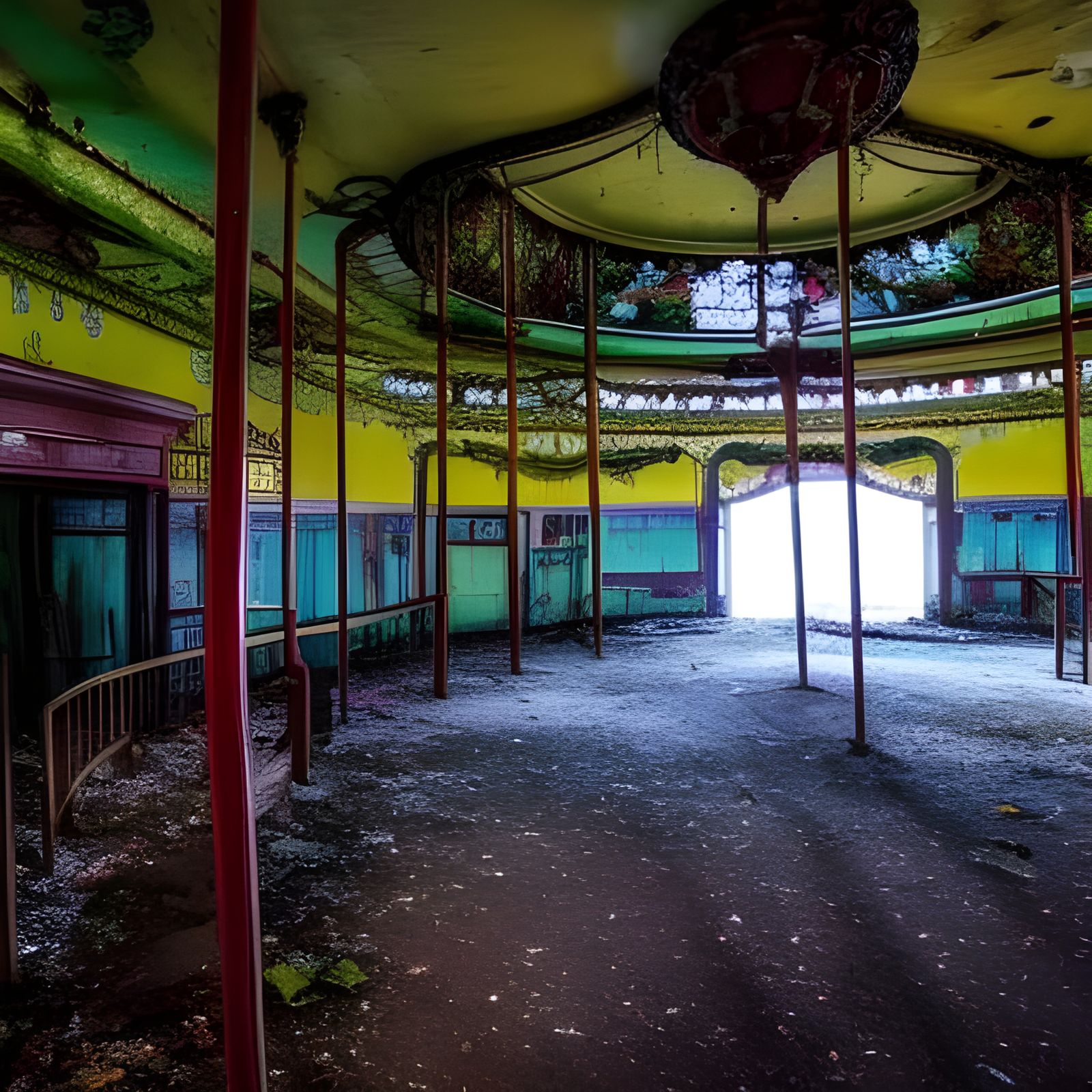 Eerie Abandoned Amusement Park at Night