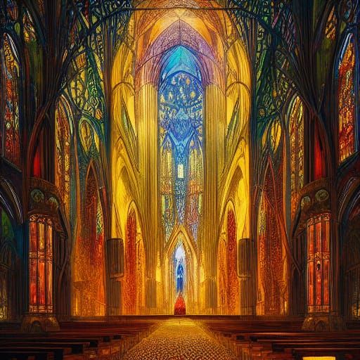 Epic Stained Glass Cathedral in Golden Hour