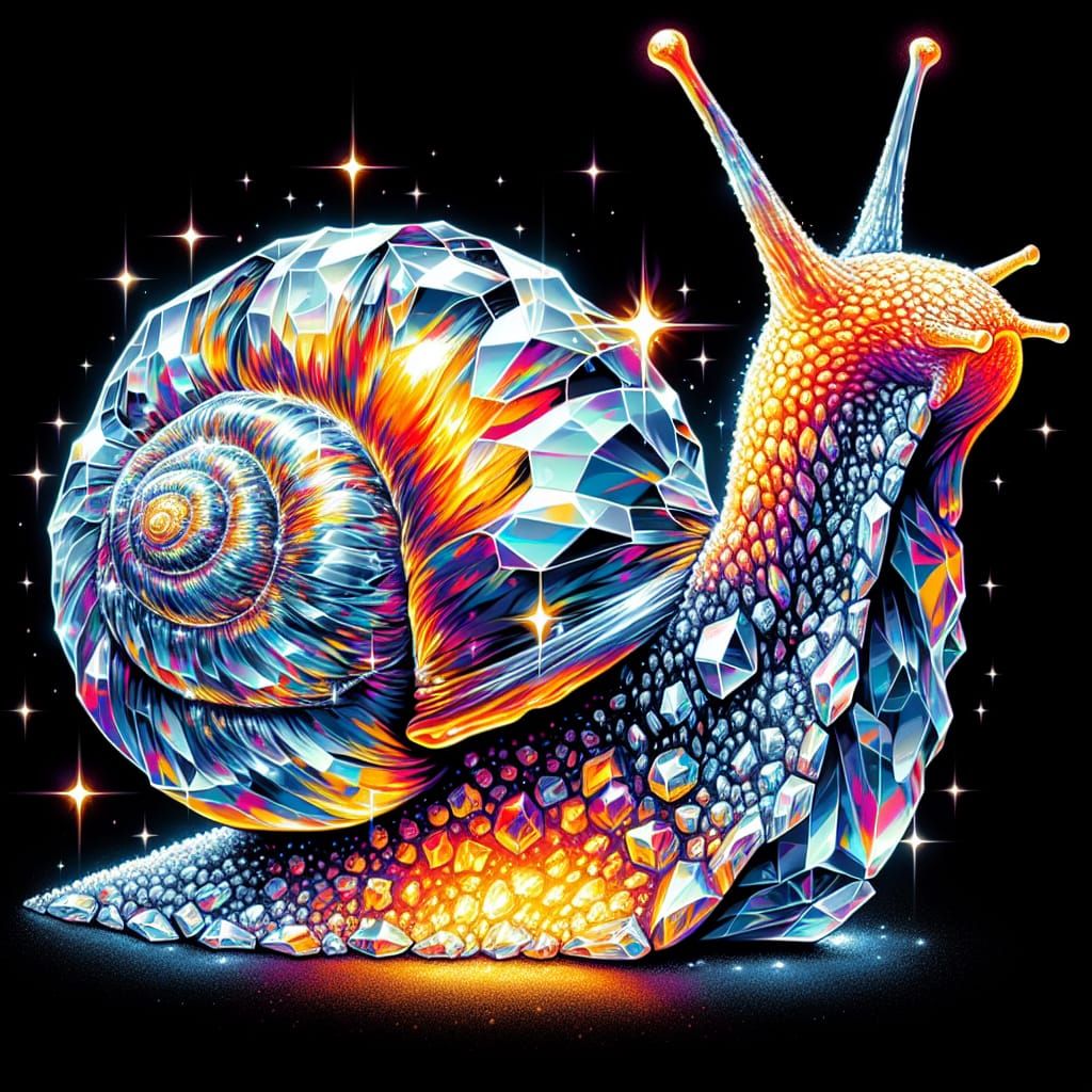 Fiery Crystal Snail in Graffiti Art Style