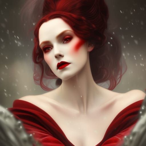 High Gothic Vampire Lady Portrait in Hyperdetailed Style