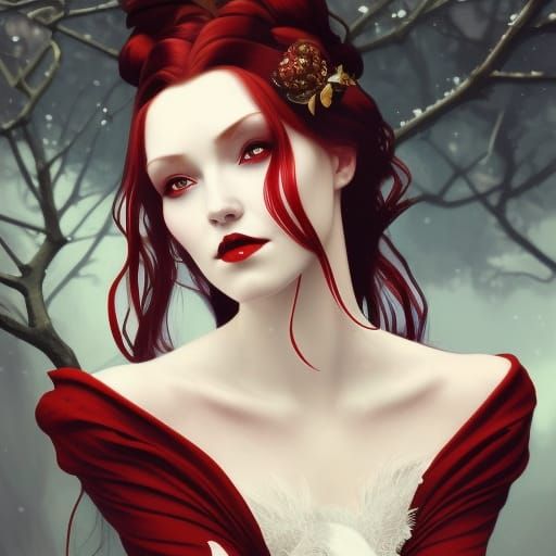 High Gothic Vampire Portrait in Art Nouveau Style
