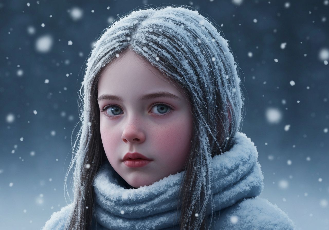 Frozen Girl Portrait in Dynamic Lighting