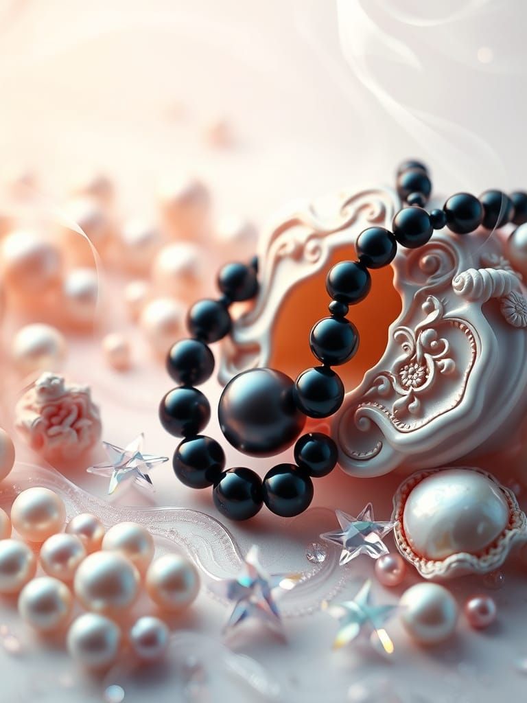 Ethereal Pearl Still Life in Hyper-Realistic Style