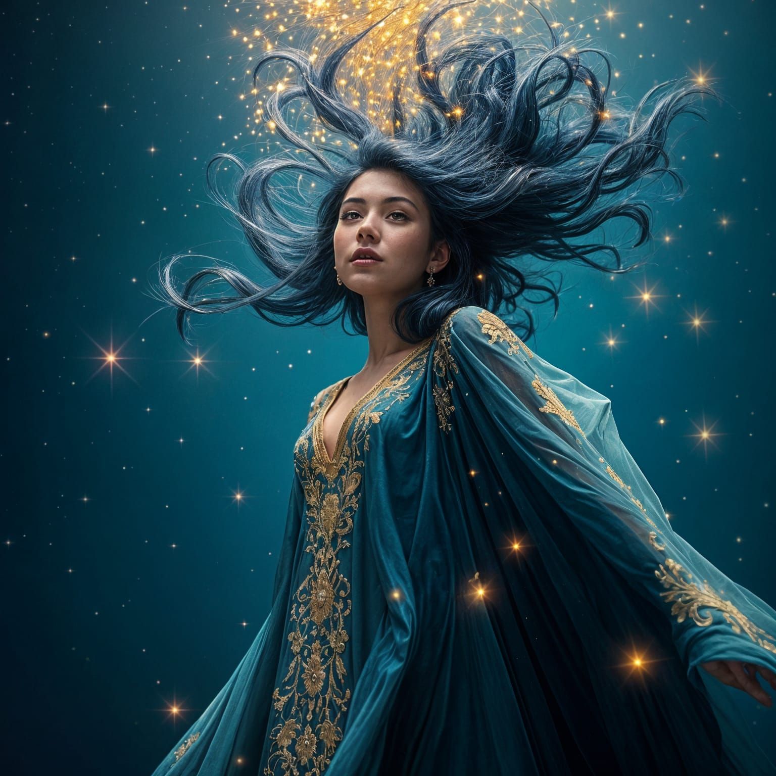 Celestial Goddess Descends in a Dreamlike Scene