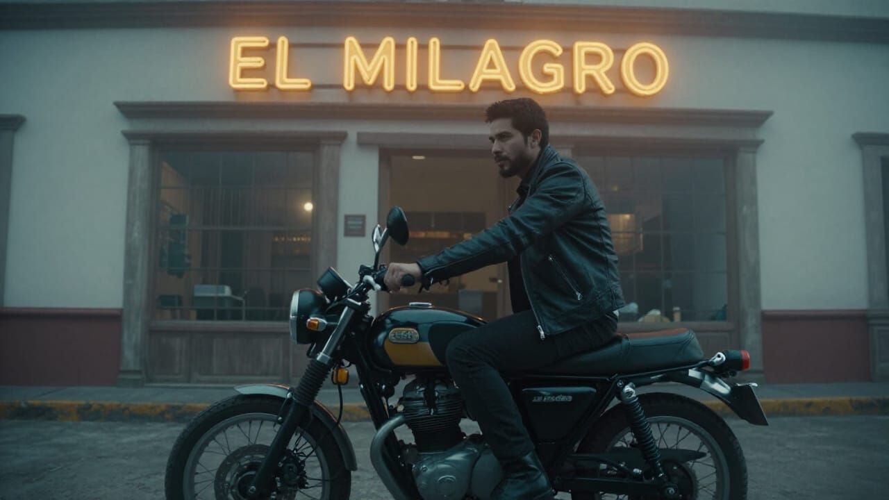 Handsome Latino Man on Motorcycle Outside El Milagro Coffee ...