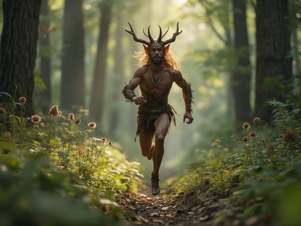 Faun running Through the Forestry