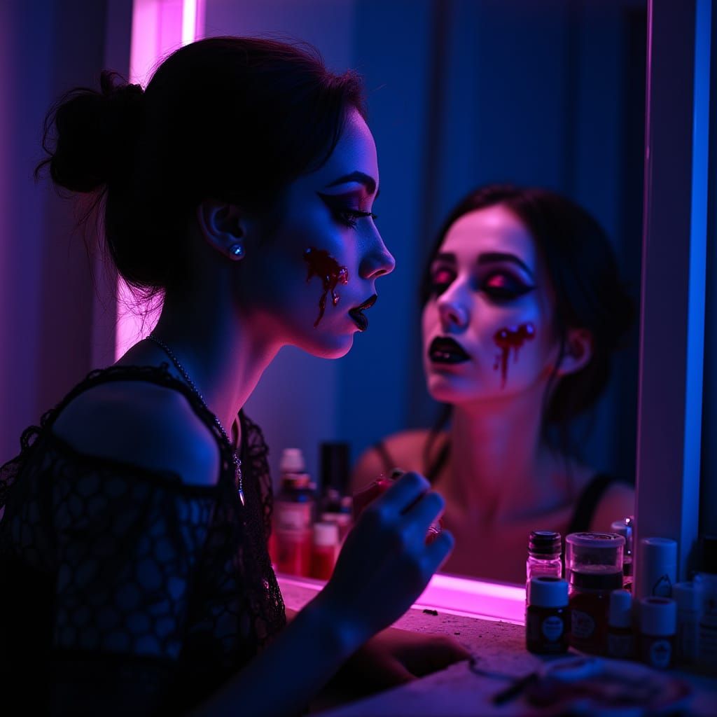 Gothic Beauty Under Blacklight