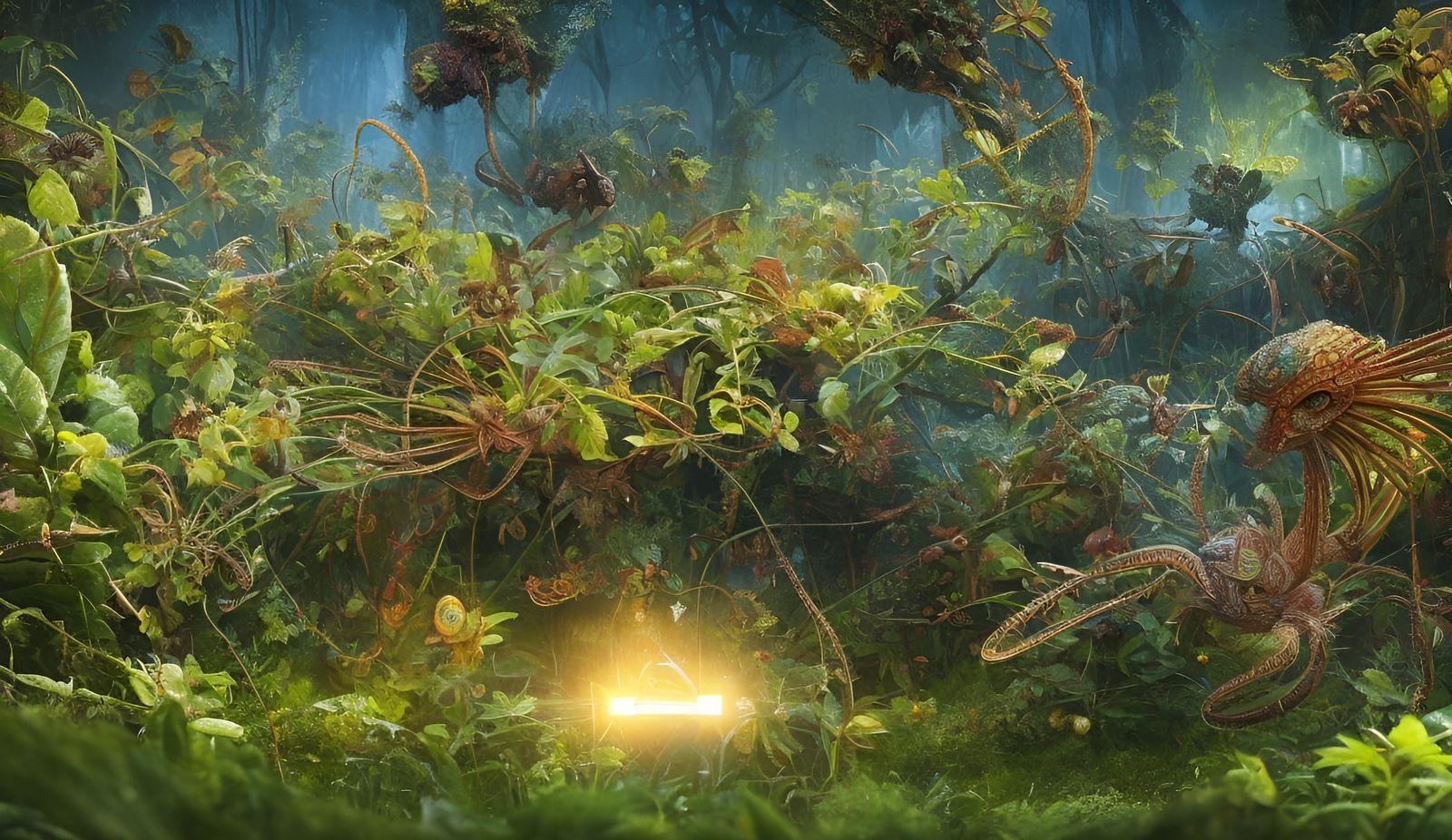 Detailed Spider with Plants, Basquiat and Arcimboldo Style