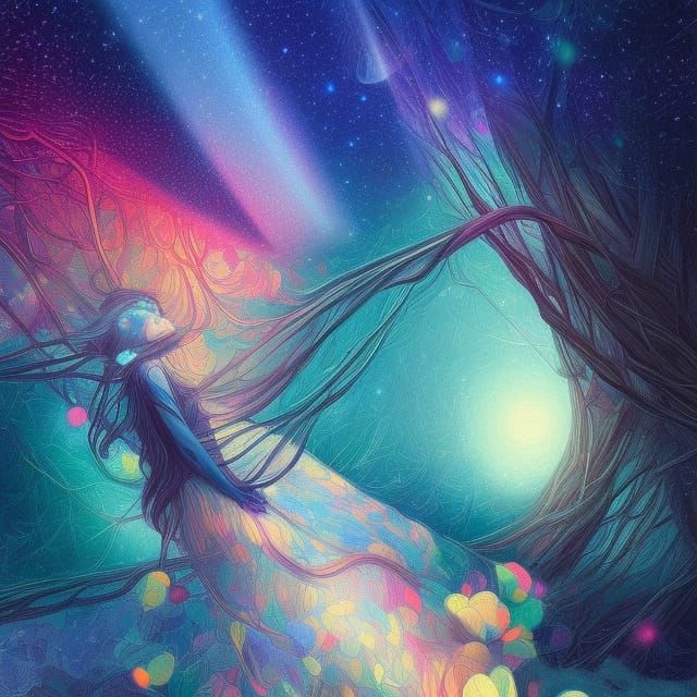 Dreamy Nightscape in Vivid Colors and Hyperrealism