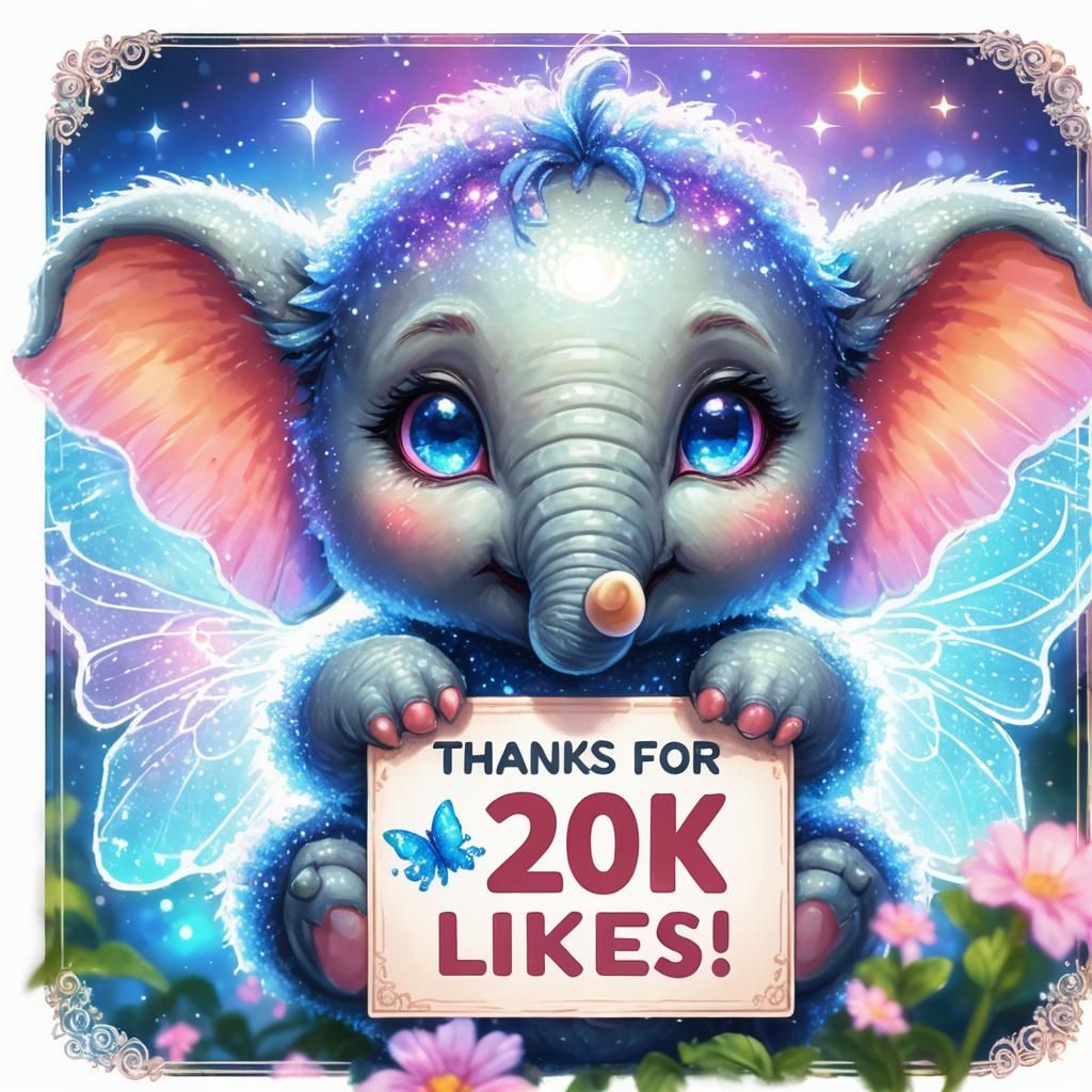 Pixel Art: Adorable Elephant Fairy Celebrates 20K Likes