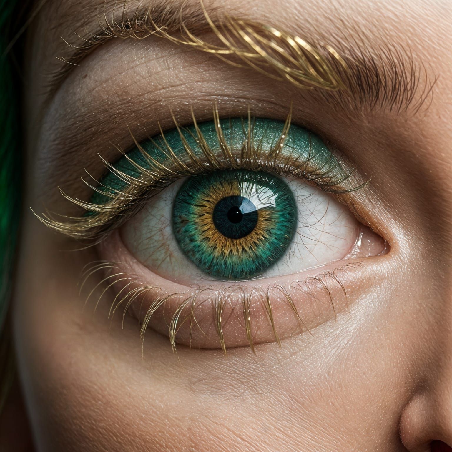 Emerald Eye with Golden Lashes