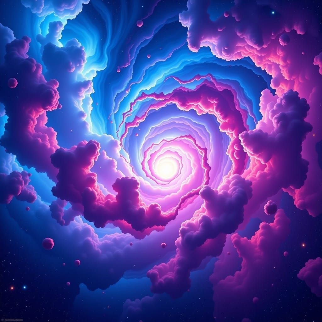 Electric Blue and Pink Nebula in Space