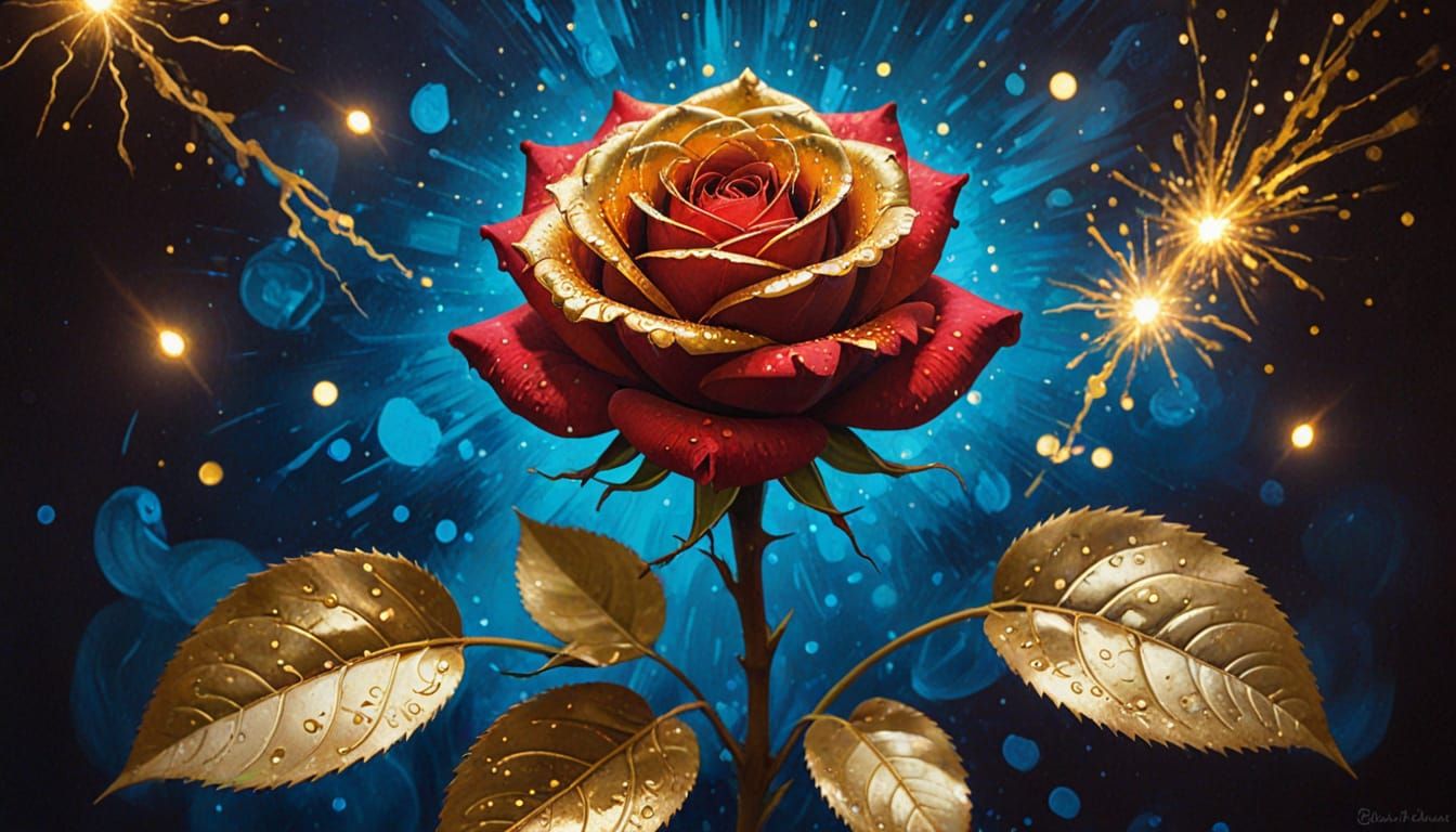 Ethereal Red Rose with Dreamlike Fantasy Lighting
