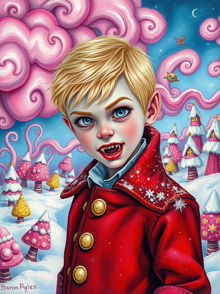 Ethereal Vampire Boy in Candyland Dreamscape