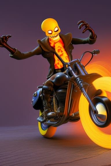 Claymation Ghost Rider: Pixar-Style 3D Digital Art