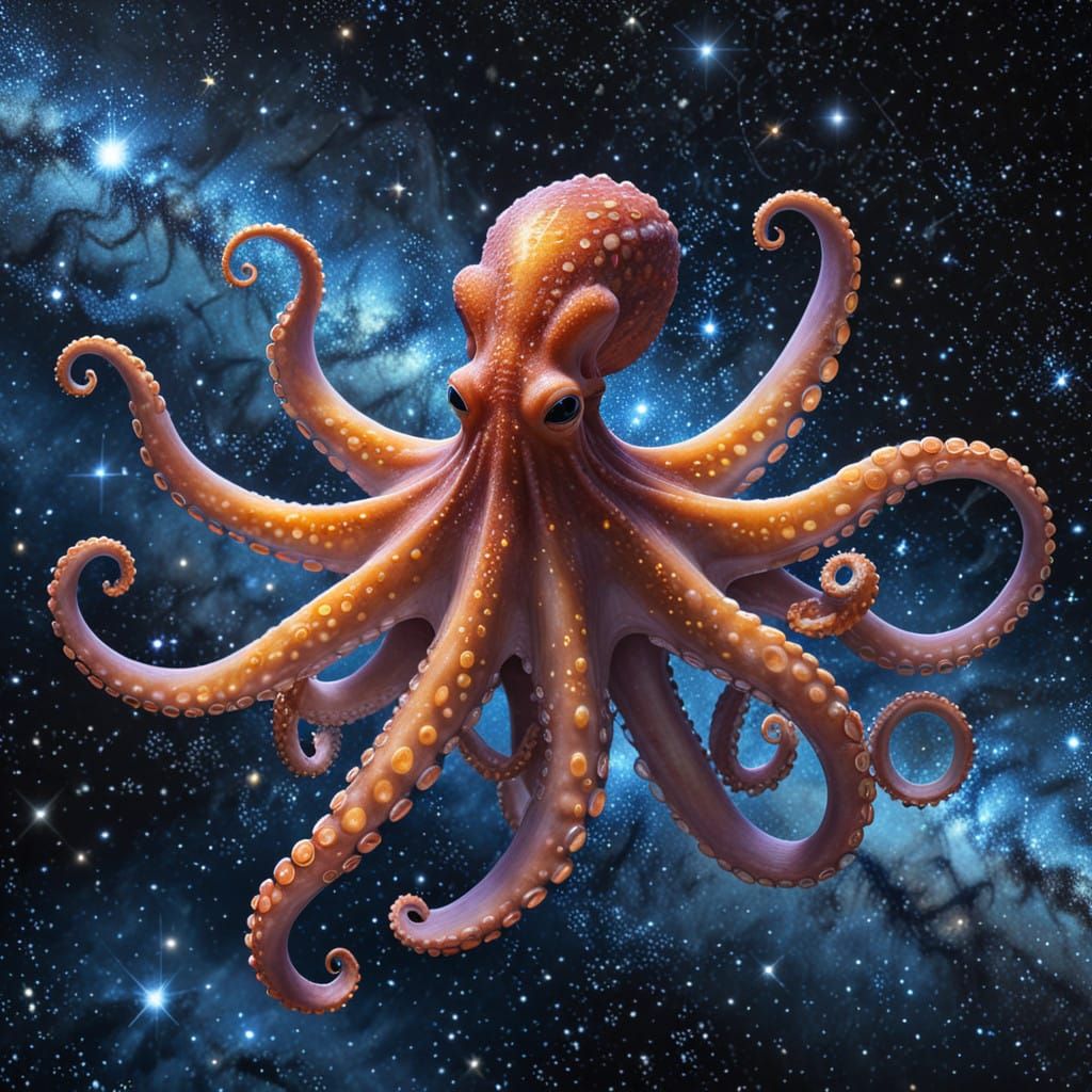 Cosmic Octopus in Glittering Stardust