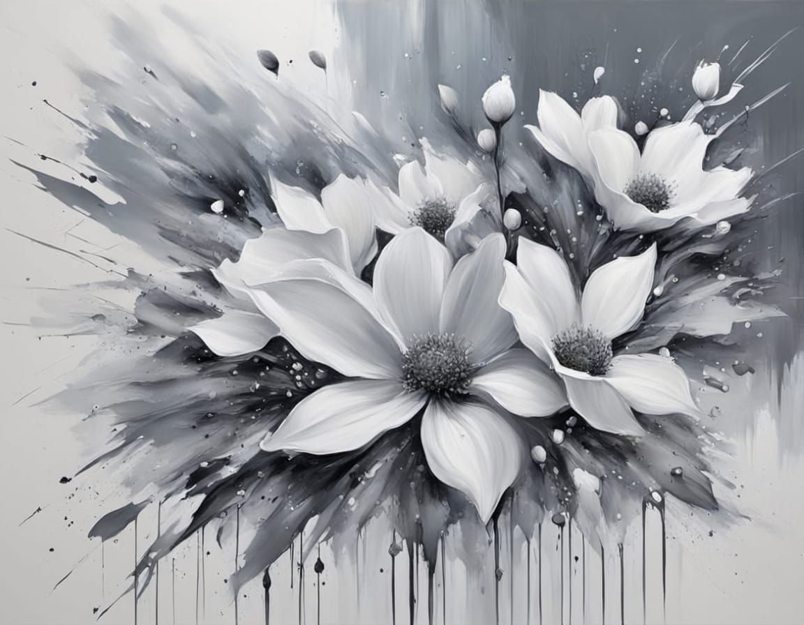 Metallic White Mythic Landscape Painting