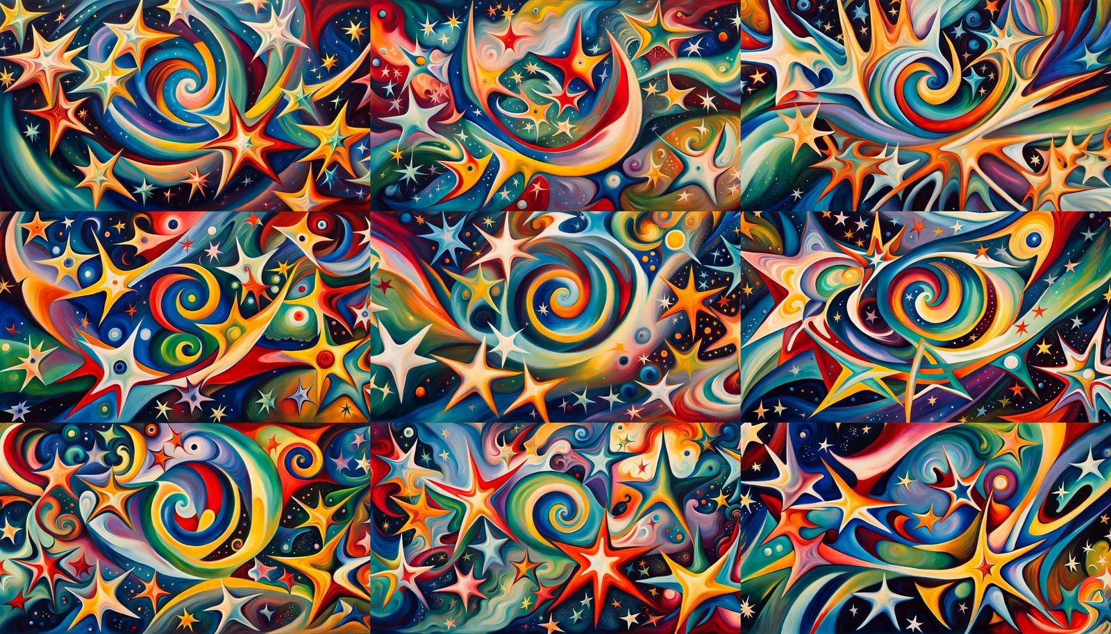 Iridescent Star Cluster Formation in Abstract Expressionism