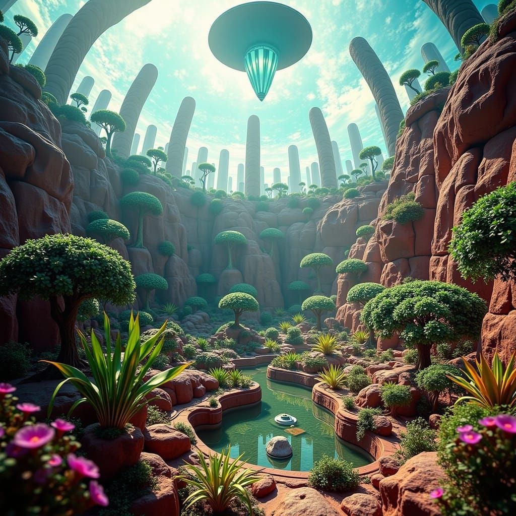 Lush Desert City Protected by Glass Dome