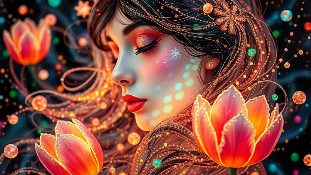 Ethereal Goddess in Opal Hues, Whispers of Crystals and Mine...